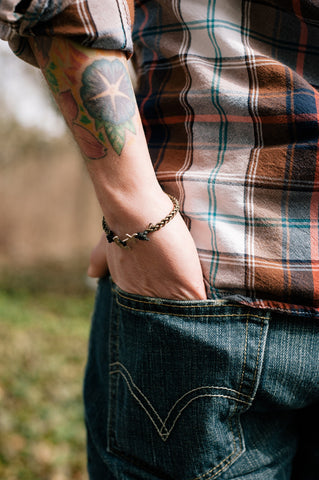 Silver Anchor Chain & Cord Bracelet Talisman