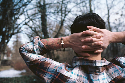 Silver Anchor Chain & Cord Bracelet Talisman
