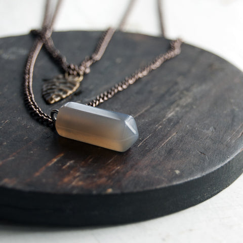 The Hunter Arrowhead Smokey Gray Glass Unisex Necklace
