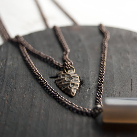 The Hunter Arrowhead Smokey Gray Glass Unisex Necklace