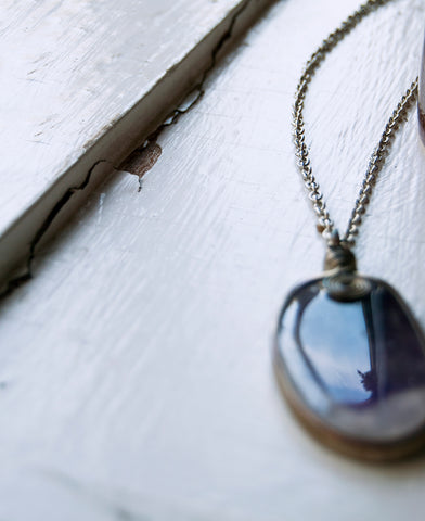 Large Amethyst Wrapped Pendant - Wire Wrapped Geode Slice - Amethyst Crystal Pendant by RedHeart13