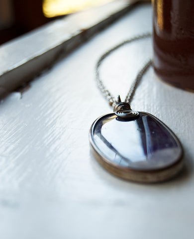 Large Amethyst Wrapped Pendant - Wire Wrapped Geode Slice - Amethyst Crystal Pendant by RedHeart13