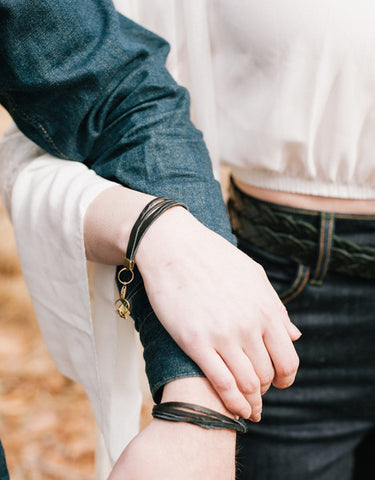 Mens wrapped leather strand bracelet