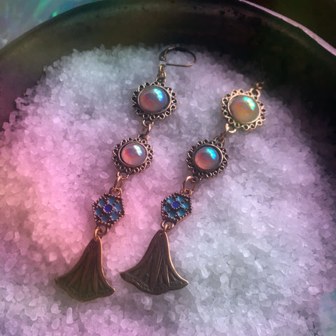 Brass Tulip Art Deco Earrings