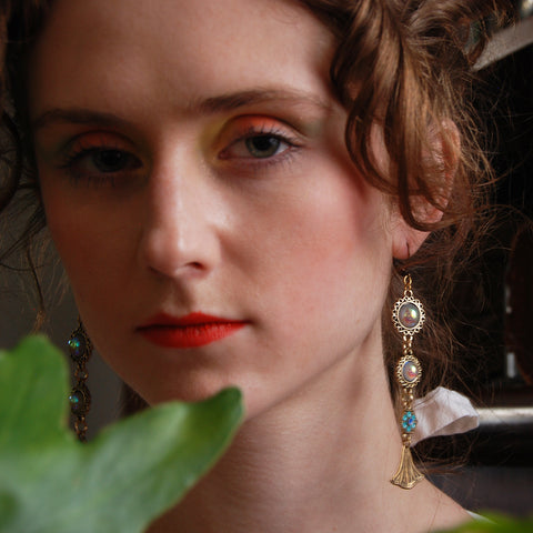 Brass Tulip Art Deco Earrings