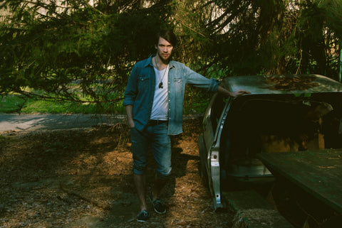 Aries Ram Head Brass Necklace with blue lucite bead