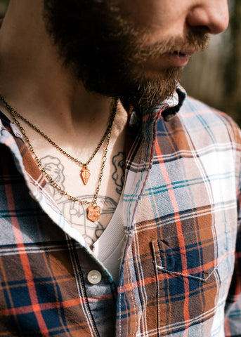 Royal Shield and Dagger Copper Double Unisex Necklace