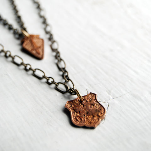 Royal Shield and Dagger Copper Double Unisex Mens Necklace