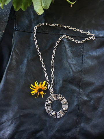 Cancer Zodiac Silver Medallion Necklace