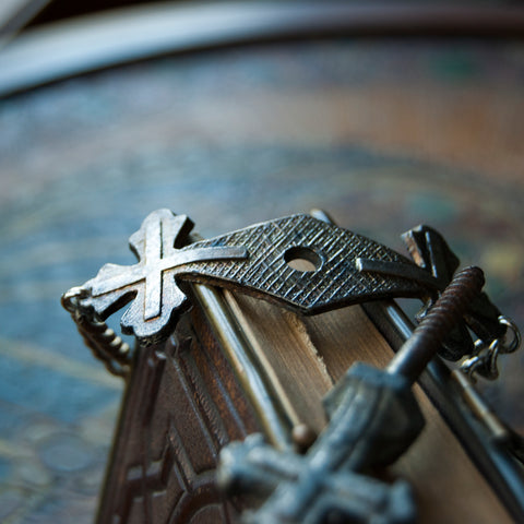 Victorian Screw Plate with decorate gothic cross made into a unique bracelet