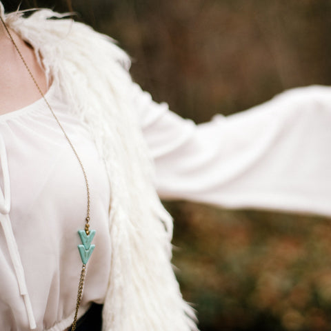 Howlite Chevron Turquoise Multi Chain Necklace