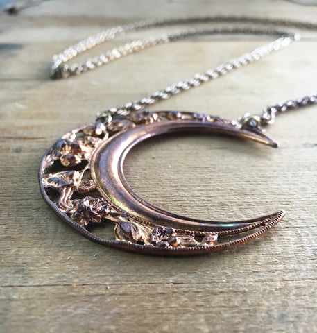 Art Nouveau Copper Crescent Moon