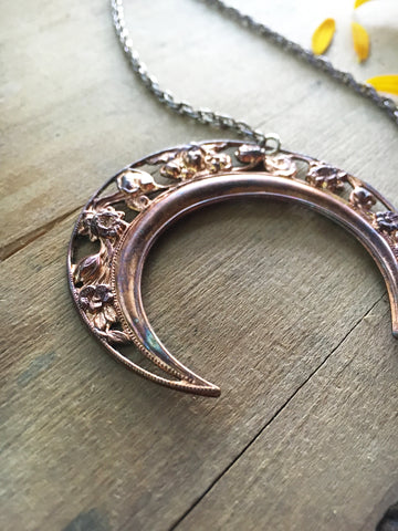 Art Nouveau Copper Crescent Moon