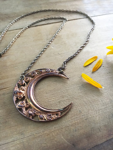 Art Nouveau Copper Crescent Moon