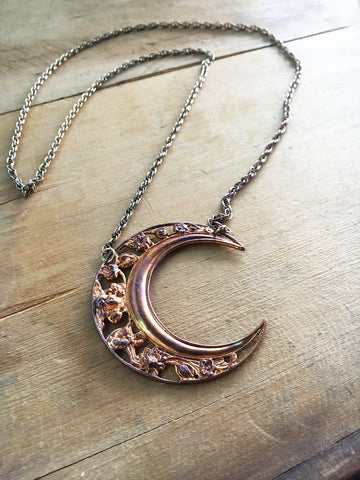 Art Nouveau Copper Crescent Moon