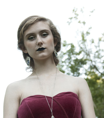 Crescent Moon Goddess Painted Shield Earrings