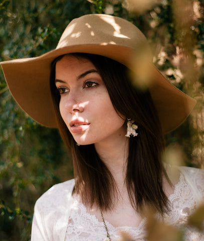 White Flower Earrings made of paper, lace and brass leverbacks