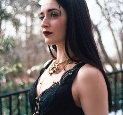 Maltese Cross Reliquary Necklace - Mutli Chain Layered Necklace