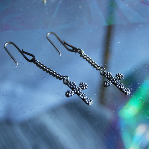 Floral Cross Earrings