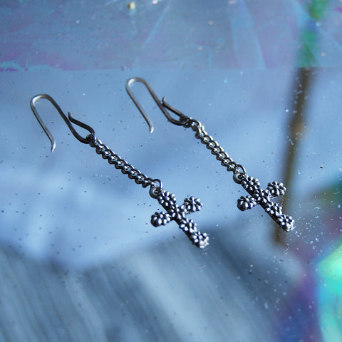 Floral Cross Earrings