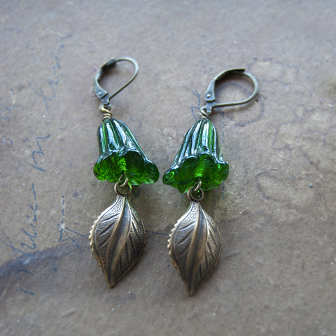 Woodland Emerald Green Glass Earrings