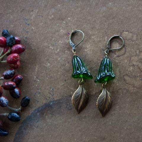 Woodland Emerald Green Glass Earrings