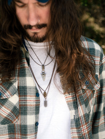 The Hunter Arrowhead Smokey Gray Glass Unisex Necklace