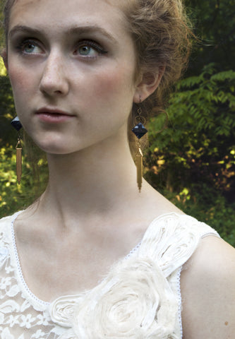 The Oracle Blue Goldstone Art Deco Earrings