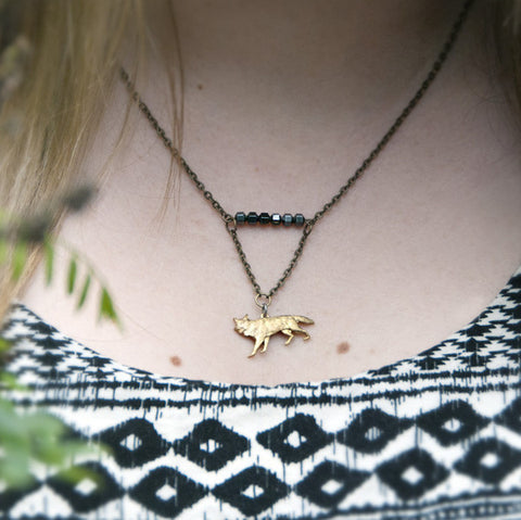 Ghost Direwolf Hematite Beaded Unisex Necklace