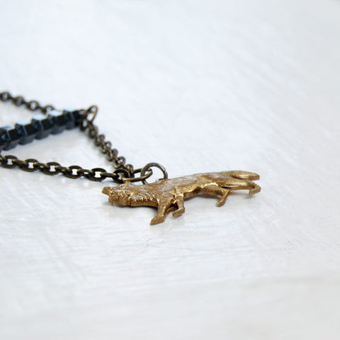 Ghost Direwolf Hematite Beaded Unisex Necklace