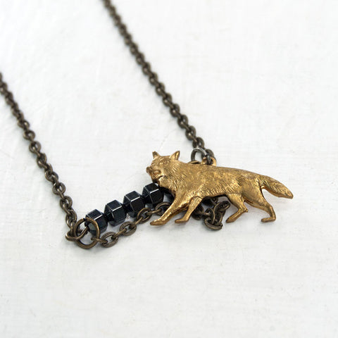 Ghost Direwolf Hematite Beaded Unisex Necklace