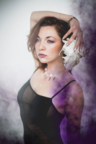 Mystic Rose Charm Choker Necklace with Silver Daggers