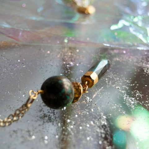 Labradorite Spike Floating Crystal Ball Necklace