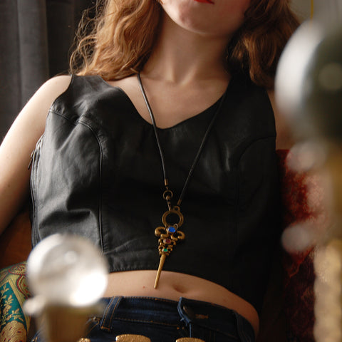 Magic Wand Necklace on Leather Cord