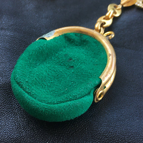Green Medicine Bag Necklace with All Seeing Eye Charm