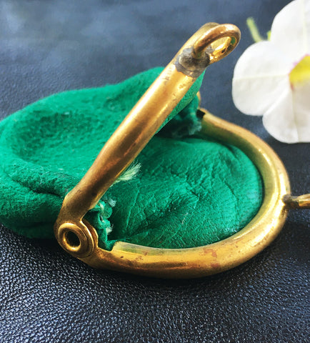 Green Medicine Bag Necklace with All Seeing Eye Charm