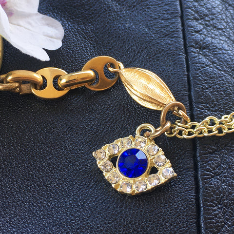 Green Medicine Bag Necklace with All Seeing Eye Charm