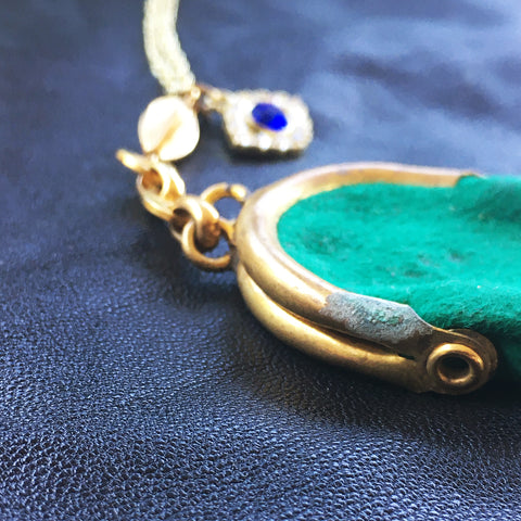 Green Medicine Bag Necklace with All Seeing Eye Charm