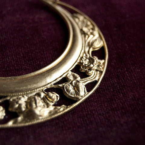 Gold Crescent Moon Art Nouveau Ophelia Necklace