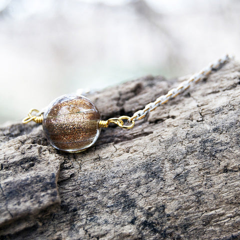 Mini Gold Dust Glass Marble Necklace