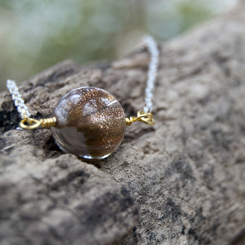 Mini Gold Dust Glass Marble Necklace