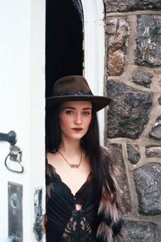 Rose Fire Polished Spike Glass Beaded Bar Necklace