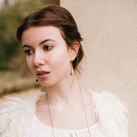 Quartz Crystal Point Dangle Earrings