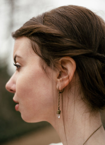 Quartz Crystal Point Dangle Earrings
