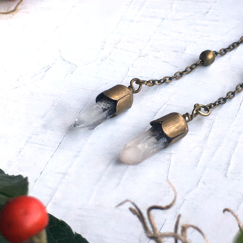 Quartz Crystal Point Dangle Earrings