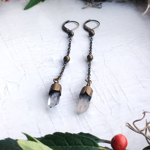 Quartz Crystal Point Dangle Earrings