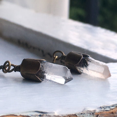 Quartz Crystal Point Dangle Earrings