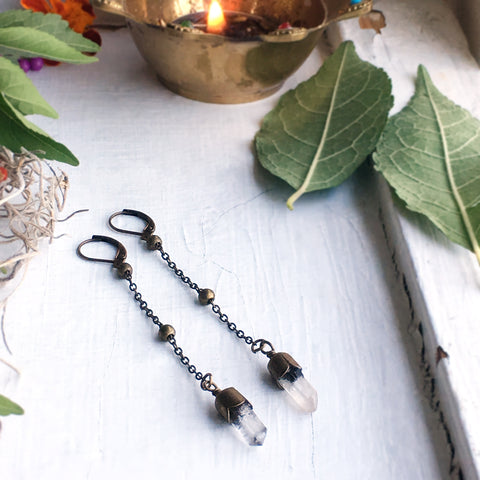 Quartz Crystal Point Dangle Earrings