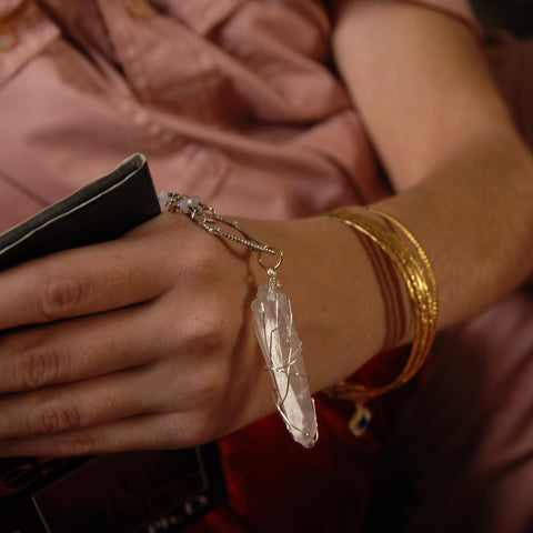 Sacred Heart Quartz Talisman Necklace - Moonstone Rosary Chain