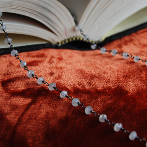 Sacred Heart Quartz Talisman Necklace - Moonstone Rosary Chain